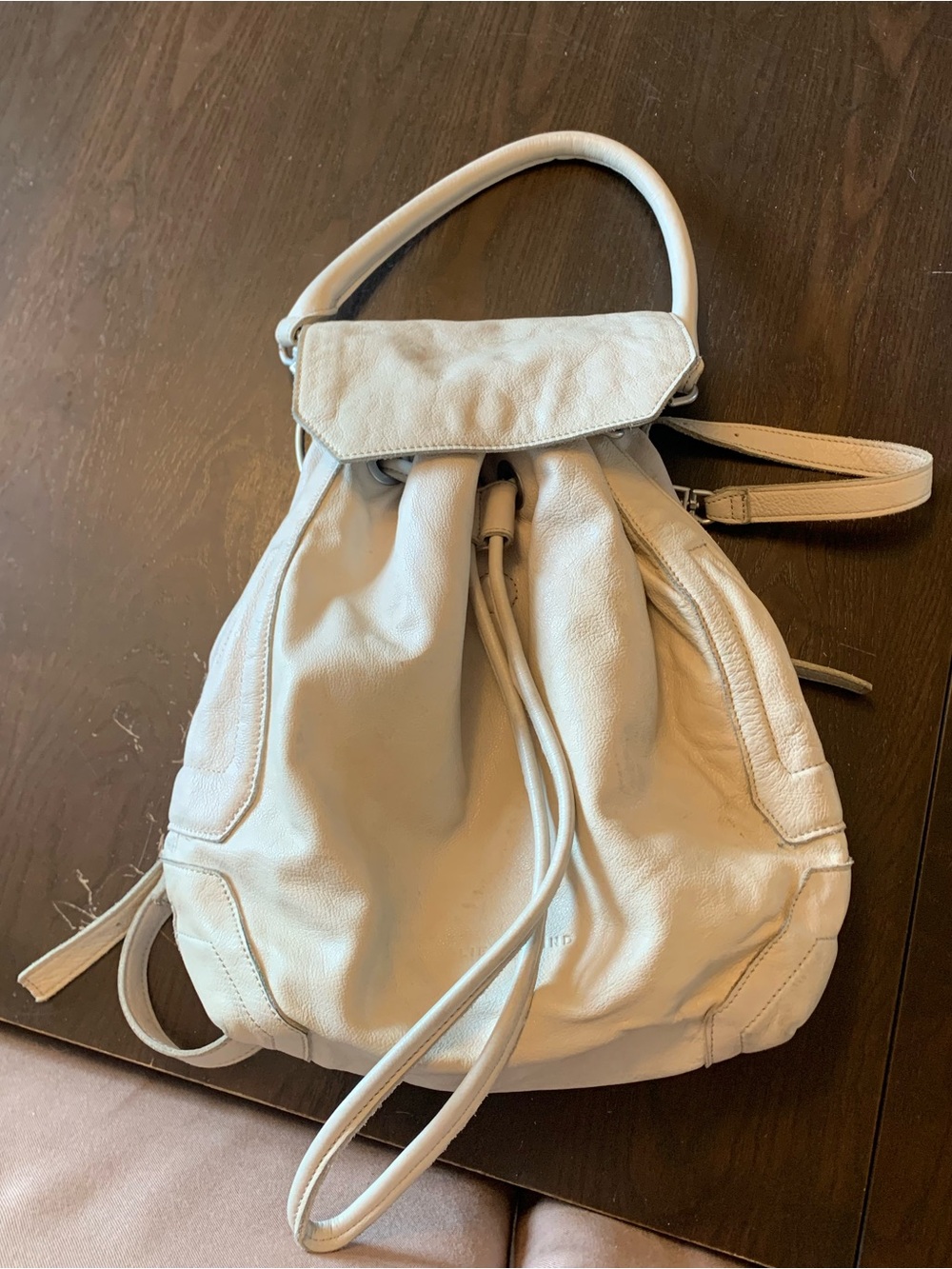 Liebeskind Berlin Leather Women’s Cream Drawstring Backpack